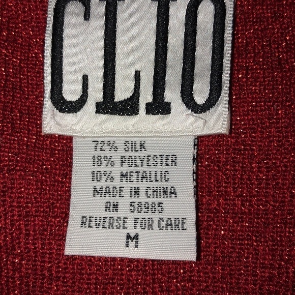 CLIO VINTAGE Silk Metallic Long Sleeve V Neck Lightweight Sweater Size Medium - Picture 5 of 6